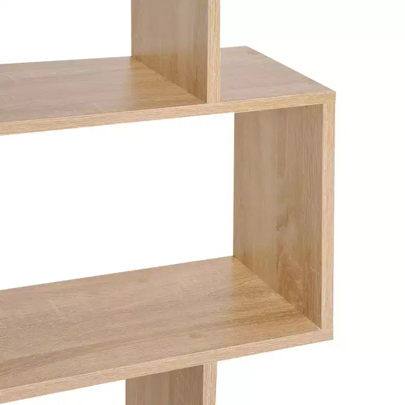 HOMCOM Étagère à Livres 75,5H Bibliothèque 6 Étages en Forme de S Étagère de Rangement en Bois Présentoir Organisateur Autonome Chêne