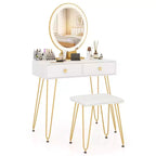 Costway Vanity Makeup Dressing Table W/ 3 Lighting Modes Mirror Touch Switch White