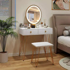 Costway Coiffeuse de maquillage avec miroir à 3 modes d'éclairage, interrupteur tactile, blanc