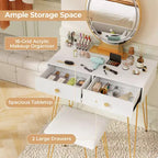 Costway Coiffeuse de maquillage avec miroir à 3 modes d'éclairage, interrupteur tactile, blanc