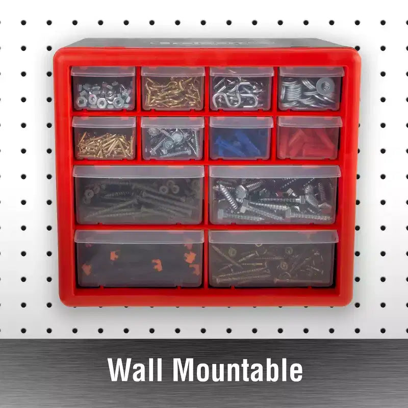 Meuble de rangement à 12 tiroirs – Organiseur en plastique avec 4 grands et 8 petits compartiments – À poser sur un bureau ou à fixer au mur pour la quincaillerie, les loisirs créatifs et plus encore par Fleming Supply