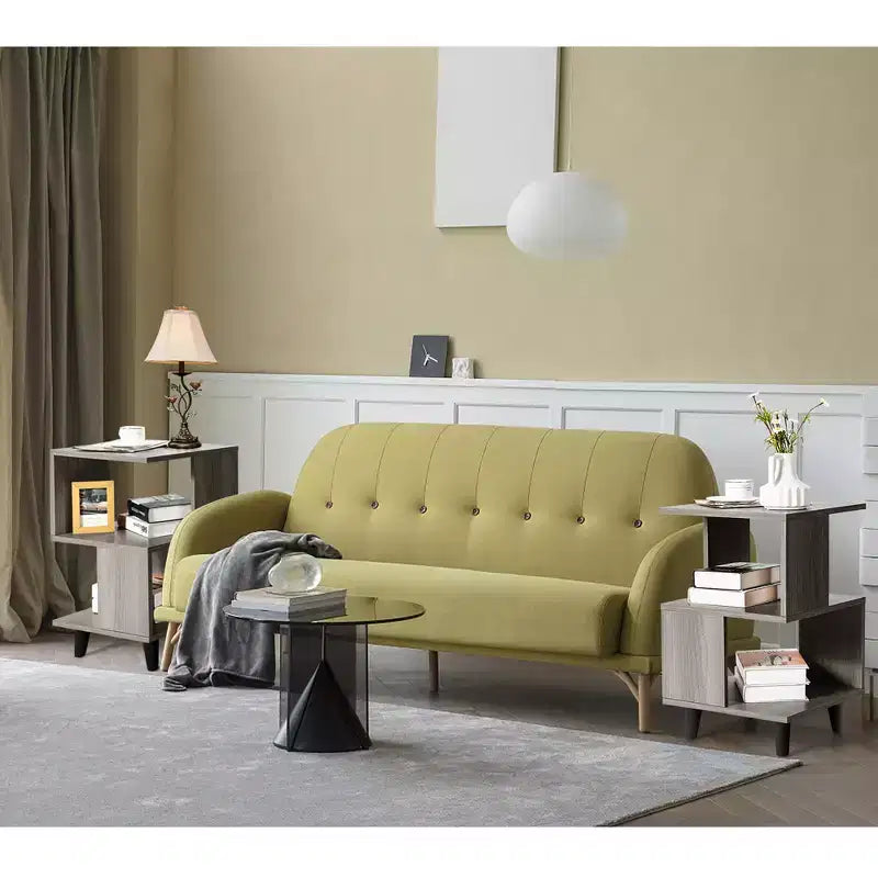 Lot de 2 tables de chevet Costway - Table d'appoint moderne avec étagère de rangement - Gris