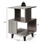 Lot de 2 tables de chevet Costway - Table d'appoint moderne avec étagère de rangement - Gris