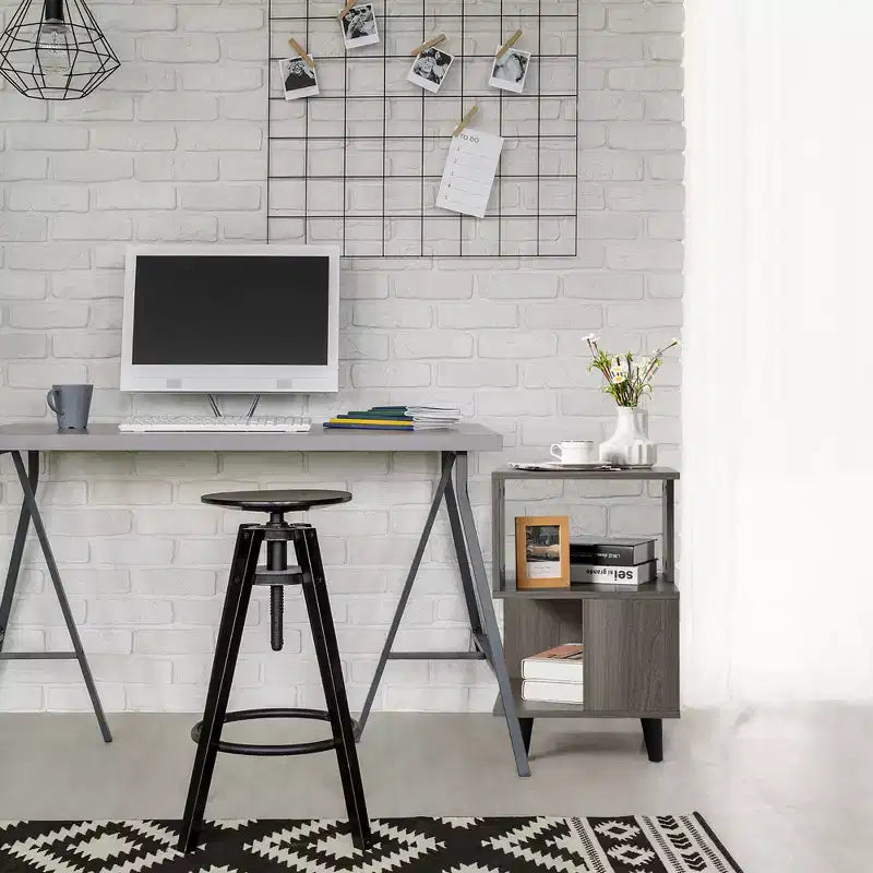 Lot de 2 tables de chevet Costway - Table d'appoint moderne avec étagère de rangement - Gris