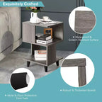 Lot de 2 tables de chevet Costway - Table d'appoint moderne avec étagère de rangement - Gris