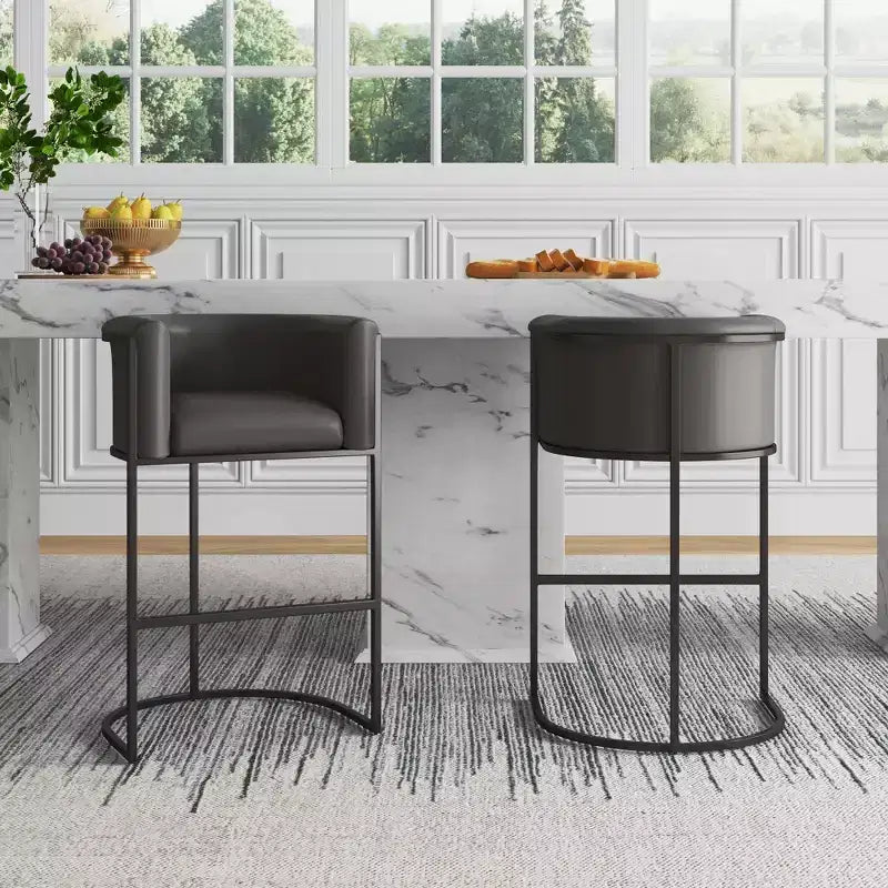 Tabouret de bar Cosmopolitan en métal rembourré - Manhattan Comfort