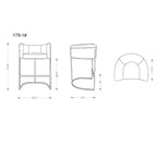 Tabouret de bar Cosmopolitan en métal rembourré - Manhattan Comfort