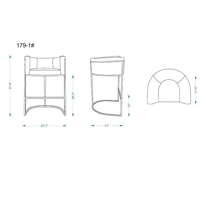 Tabouret de bar Cosmopolitan en métal rembourré - Manhattan Comfort