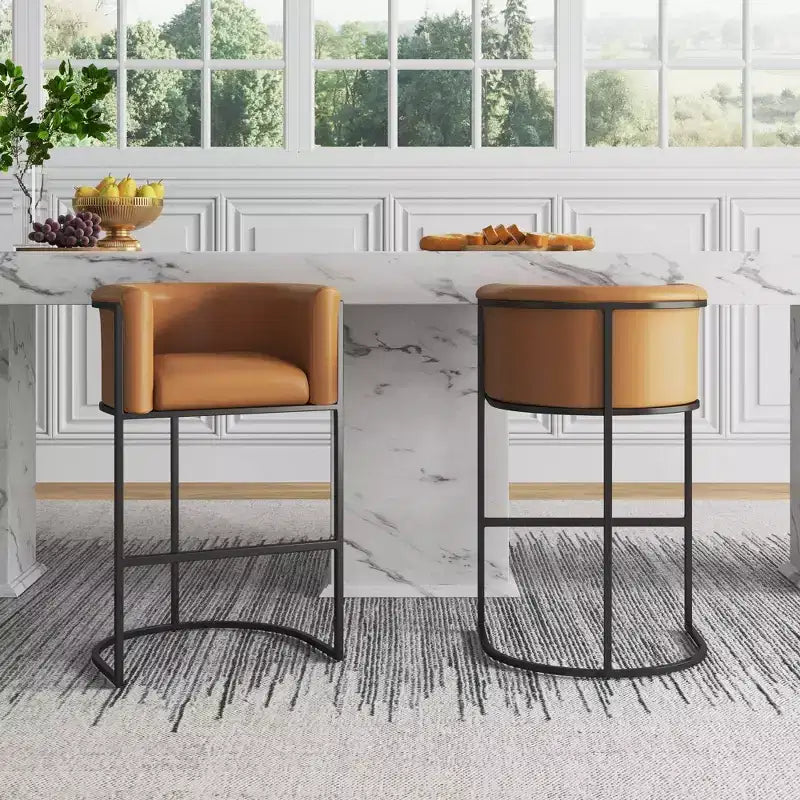 Tabouret de bar Cosmopolitan en métal rembourré - Manhattan Comfort