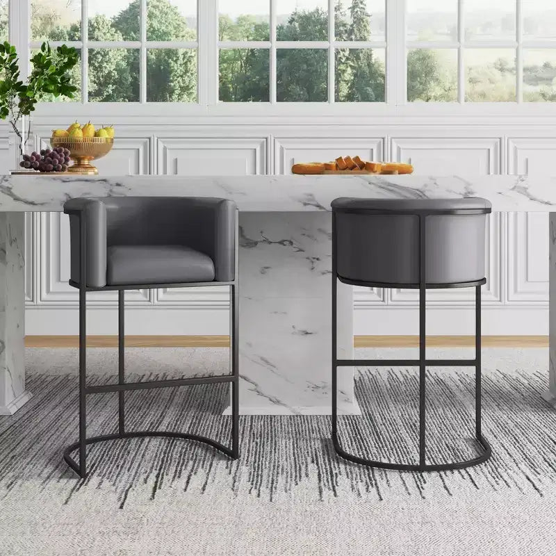 Tabouret de bar Cosmopolitan en métal rembourré - Manhattan Comfort