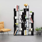 Costway Étagère de Bibliothèque à 8 Niveaux avec 8 Compartiments Ouverts Rangement Gain de Place Blanc/Noir
