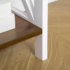 Étagère de Rangement Homcom à 4 Niveaux avec Tiroir Coulissant et Cadre en Bois avec Barre en X pour la Stabilité, Blanc