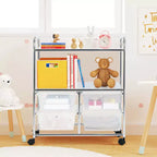 Costway Meuble de Rangement à roulettes 4 Tiroirs pour Bricolage Papeterie Bureau École Organisateur Noir Blanc