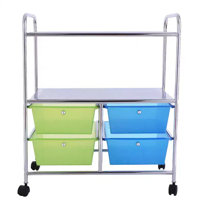 Costway Meuble de Rangement à roulettes 4 Tiroirs pour Bricolage Papeterie Bureau École Organisateur Noir Blanc