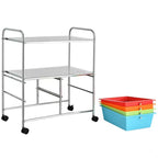 Costway Meuble de Rangement à roulettes 4 Tiroirs pour Bricolage Papeterie Bureau École Organisateur Noir Blanc