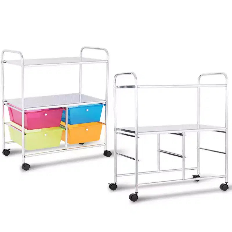 Costway Meuble de Rangement à roulettes 4 Tiroirs pour Bricolage Papeterie Bureau École Organisateur Noir Blanc