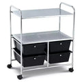 Costway 4Drawer Rolling Storage Cart shelf Scrapbook Paper Office School Organizer BlackWhite
