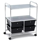 Costway 4Drawer Rolling Storage Cart shelf Scrapbook Paper Office School Organizer BlackWhite
