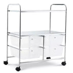 Costway Meuble de Rangement à roulettes 4 Tiroirs pour Bricolage Papeterie Bureau École Organisateur Noir Blanc