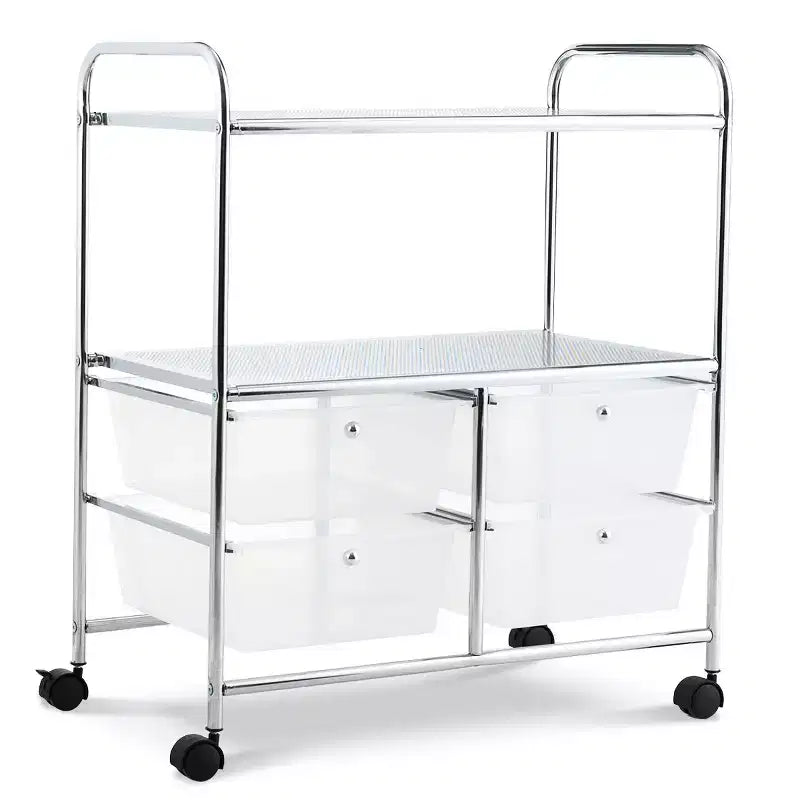 Costway Meuble de Rangement à roulettes 4 Tiroirs pour Bricolage Papeterie Bureau École Organisateur Noir Blanc
