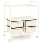 Costway Meuble de Rangement à roulettes 4 Tiroirs pour Bricolage Papeterie Bureau École Organisateur Noir Blanc