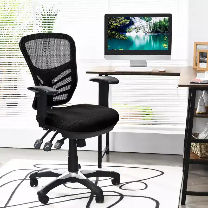 Chaise de bureau Costway en maille à 3 palettes, fauteuil de bureau pour ordinateur avec siège réglable