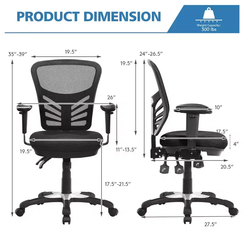 Chaise de bureau Costway en maille à 3 palettes, fauteuil de bureau pour ordinateur avec siège réglable