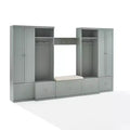 6pc Harper Entryway Set with Bench, Shelf, 2 Pantry Closets and 2 Hall Trees - Crosley