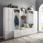 Ensemble 6 pièces Harper pour entrée avec banc, étagère, 2 armoires de rangement et 2 portemanteaux - Crosley