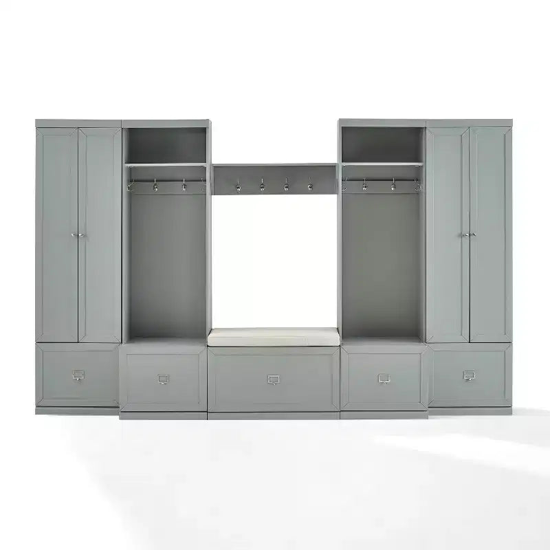 Ensemble 6 pièces Harper pour entrée avec banc, étagère, 2 armoires de rangement et 2 portemanteaux - Crosley