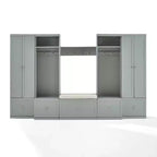 Ensemble 6 pièces Harper pour entrée avec banc, étagère, 2 armoires de rangement et 2 portemanteaux - Crosley