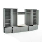 Ensemble 6 pièces Harper pour entrée avec banc, étagère, 2 armoires de rangement et 2 portemanteaux - Crosley