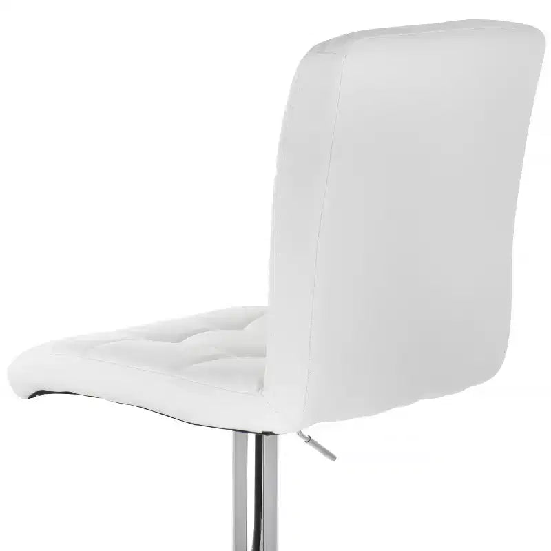 Tabouret de bar réglable Elama 2 pièces carré en similicuir touffeté noir avec base chromée