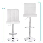 Tabouret de bar réglable Elama 2 pièces carré en similicuir touffeté noir avec base chromée