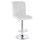 Tabouret de bar réglable Elama 2 pièces carré en similicuir touffeté noir avec base chromée