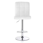 Tabouret de bar réglable Elama 2 pièces carré en similicuir touffeté noir avec base chromée