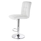 Tabouret de bar réglable Elama 2 pièces carré en similicuir touffeté noir avec base chromée