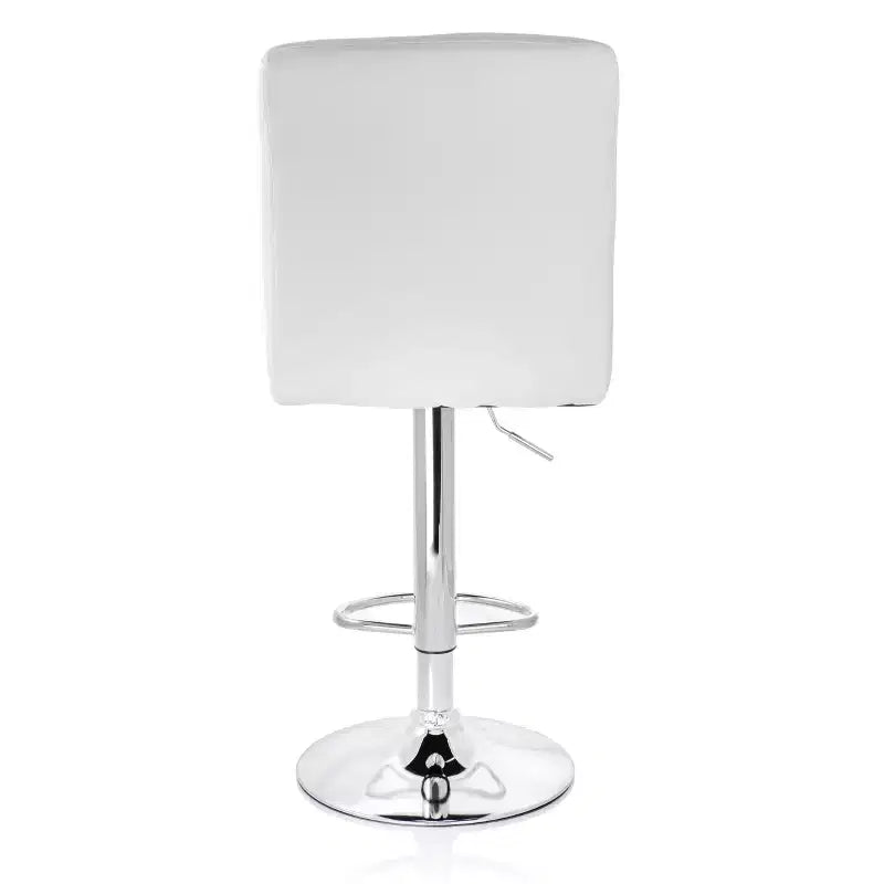 Tabouret de bar réglable Elama 2 pièces carré en similicuir touffeté noir avec base chromée