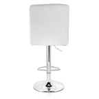 Tabouret de bar réglable Elama 2 pièces carré en similicuir touffeté noir avec base chromée