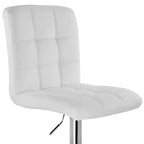Tabouret de bar réglable Elama 2 pièces carré en similicuir touffeté noir avec base chromée