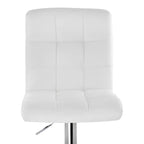 Tabouret de bar réglable Elama 2 pièces carré en similicuir touffeté noir avec base chromée