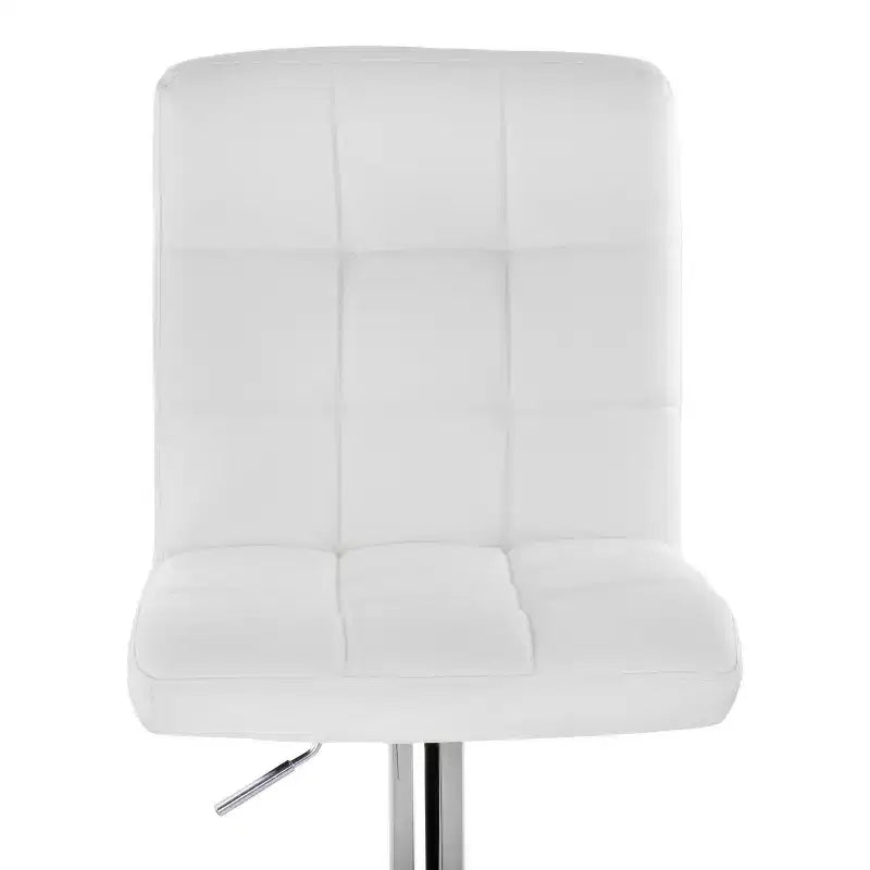 Tabouret de bar réglable Elama 2 pièces carré en similicuir touffeté noir avec base chromée