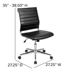 Chaise de bureau pivotante ergonomique Merrick Lane, dossier et assise côtelés, fauteuil de bureau sans accoudoirs à dossier mi-haut avec piètement en métal