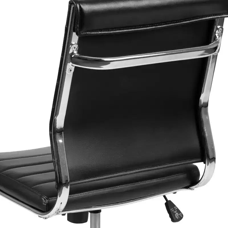 Chaise de bureau pivotante ergonomique Merrick Lane, dossier et assise côtelés, fauteuil de bureau sans accoudoirs à dossier mi-haut avec piètement en métal