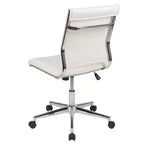Chaise de bureau pivotante ergonomique Merrick Lane, dossier et assise côtelés, fauteuil de bureau sans accoudoirs à dossier mi-haut avec piètement en métal