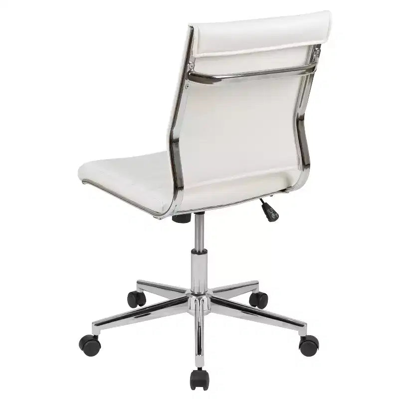 Chaise de bureau pivotante ergonomique Merrick Lane, dossier et assise côtelés, fauteuil de bureau sans accoudoirs à dossier mi-haut avec piètement en métal