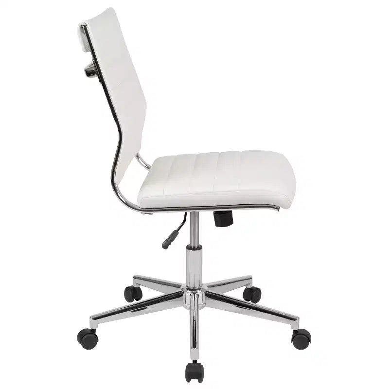 Chaise de bureau pivotante ergonomique Merrick Lane, dossier et assise côtelés, fauteuil de bureau sans accoudoirs à dossier mi-haut avec piètement en métal