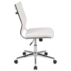 Chaise de bureau pivotante ergonomique Merrick Lane, dossier et assise côtelés, fauteuil de bureau sans accoudoirs à dossier mi-haut avec piètement en métal