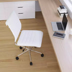 Chaise de bureau pivotante ergonomique Merrick Lane, dossier et assise côtelés, fauteuil de bureau sans accoudoirs à dossier mi-haut avec piètement en métal
