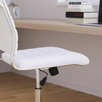 Chaise de bureau pivotante ergonomique Merrick Lane, dossier et assise côtelés, fauteuil de bureau sans accoudoirs à dossier mi-haut avec piètement en métal